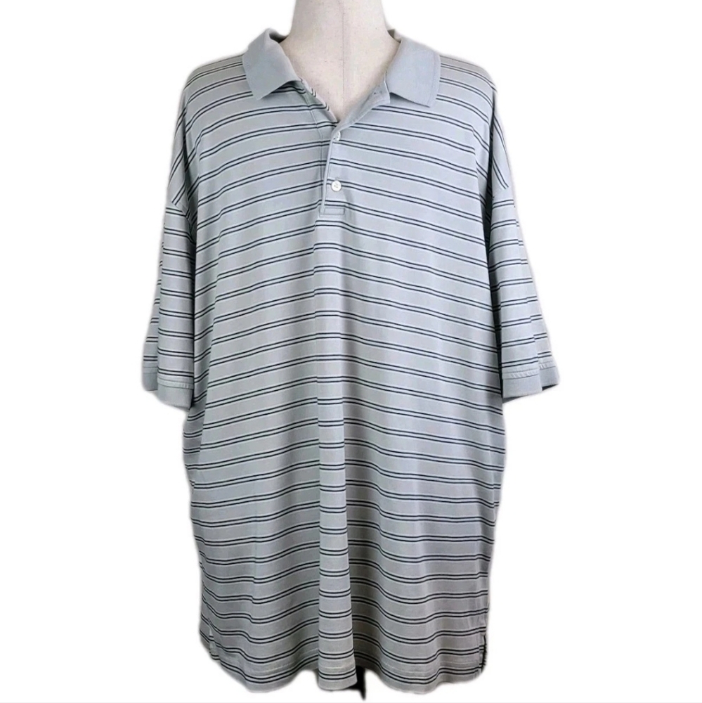 Vintage Hathaway Polo Shirt Mens XXL/2XL Pima Cotton stripe Normcore Classic 90s